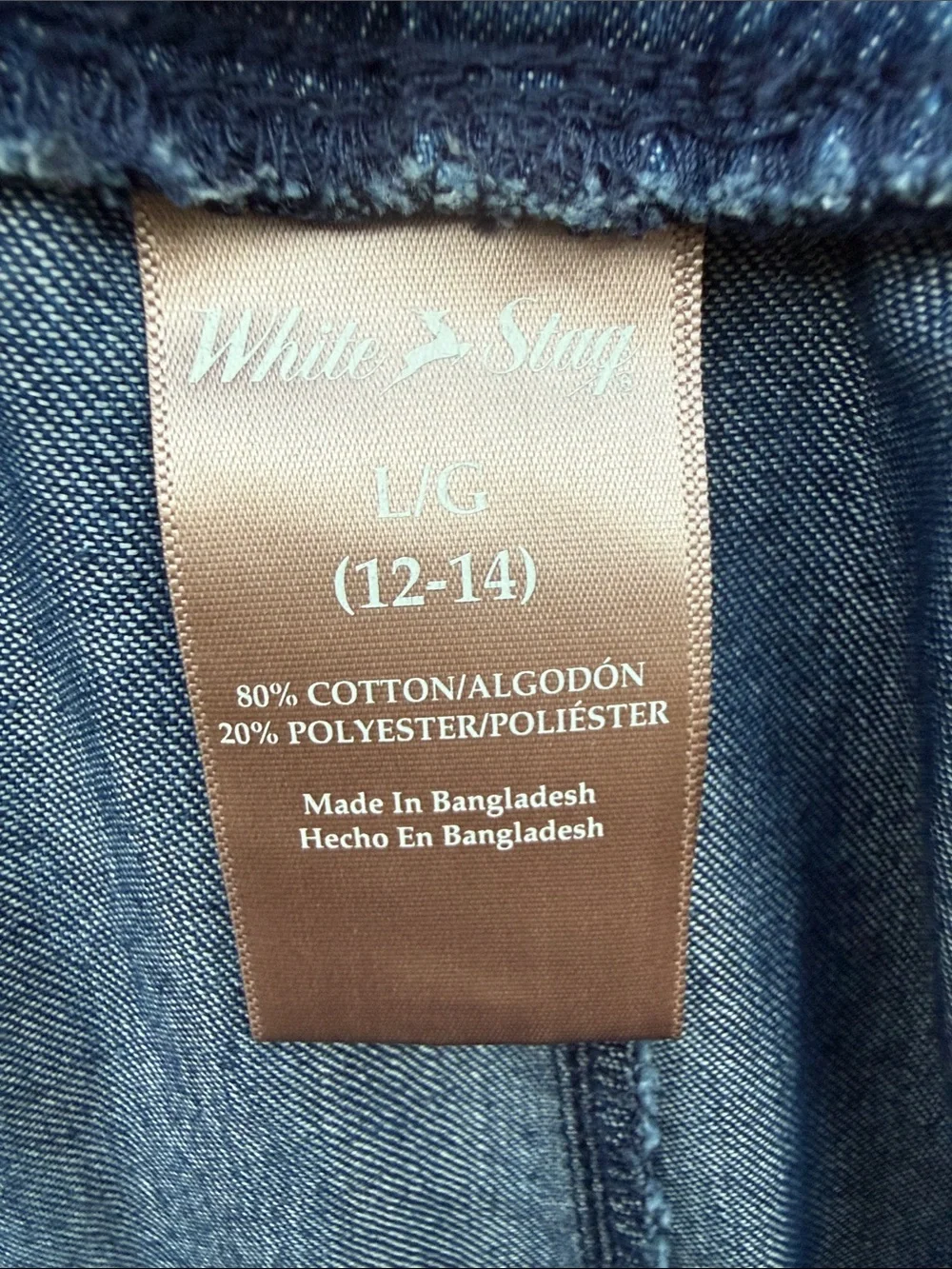 White Stag Denim Pants Jeans Cotton Blend Elastic Waist Pockets Size 14-16 - Picture 6 of 7